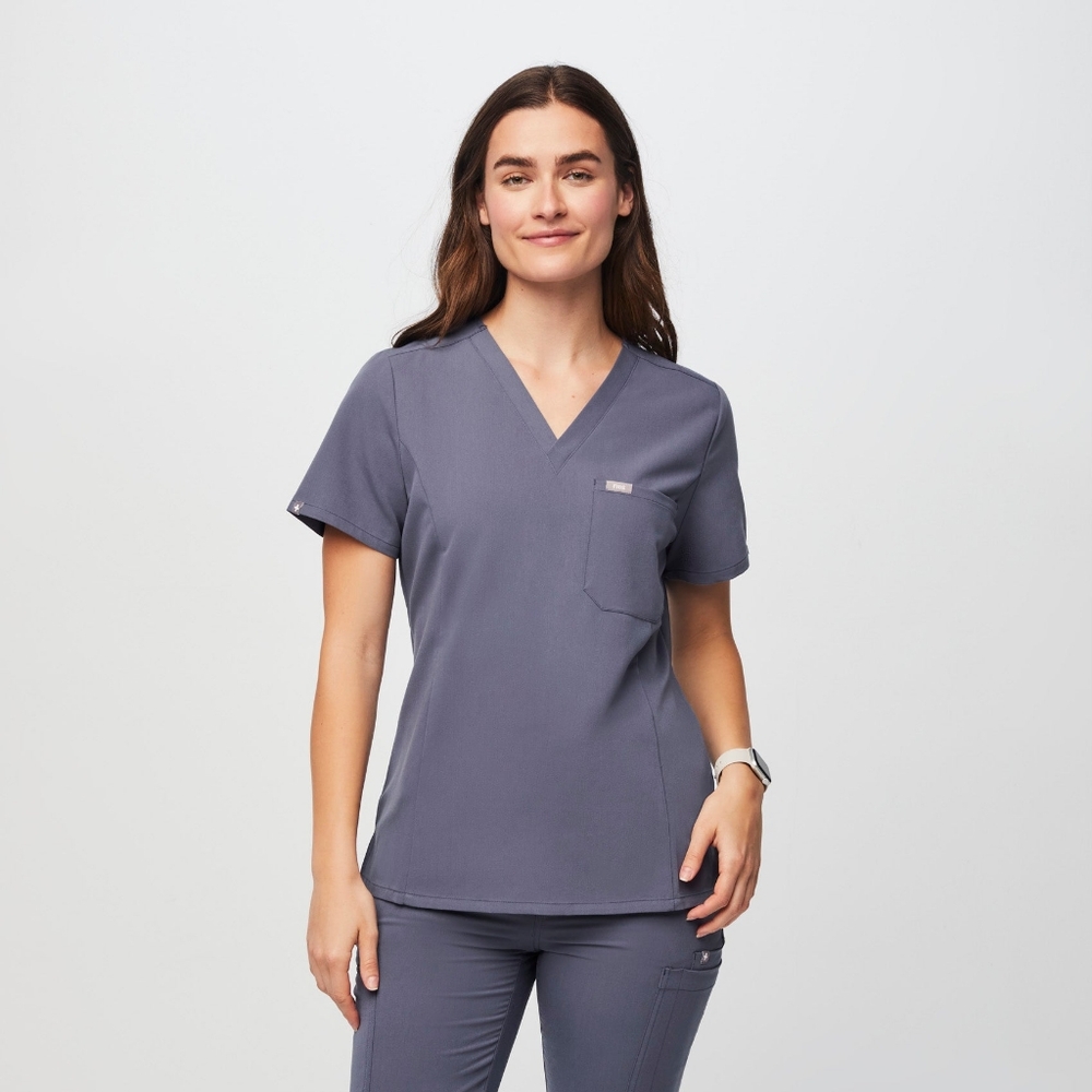Figs Space Navy Slim Catarina Scrub Top and Space Navy Kade Cargo Scrub Pants